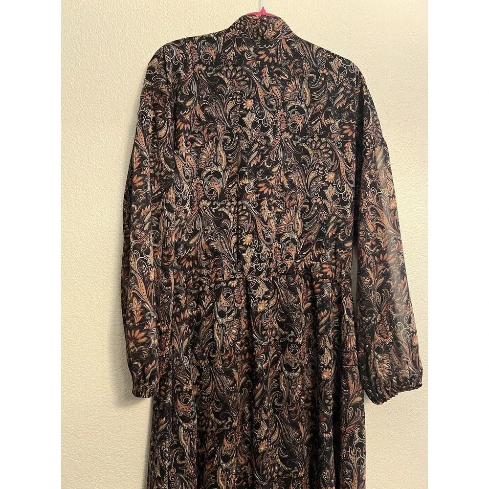 Evereve Eliza Paisley Dress Size Large Midi - Picture 6 of 7